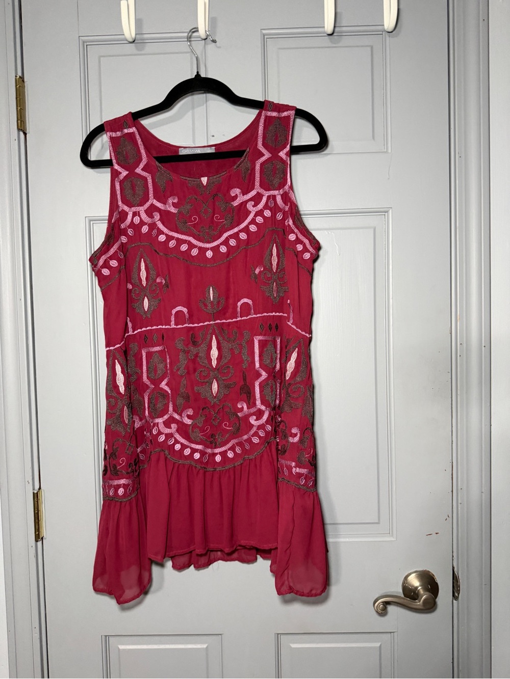 Women's Embroidered Sleeveless Mini Dress - Tunic